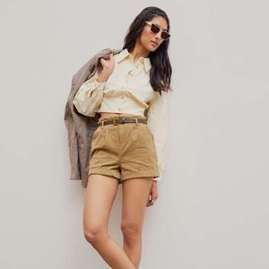 Camel Corduroy Mini Shorts